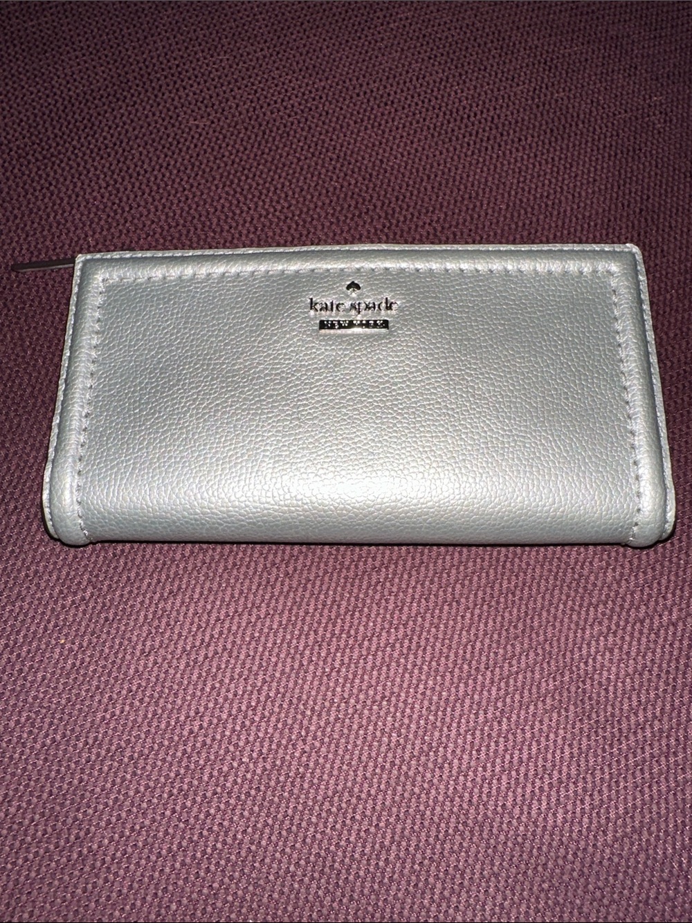 Kate Spade Silver Leather Medium Double Snap Wallet